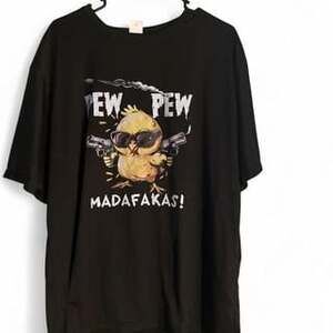 Funny Pew Pew Madafakas Chick Graphic T-Shirt Black Men's XXL